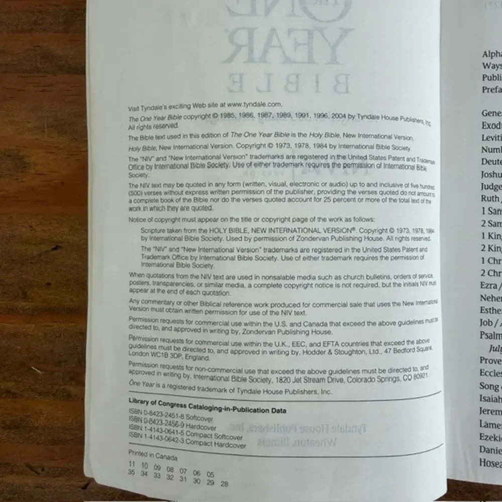 One Year Bible NIV Paper Back Tyndale Publishing